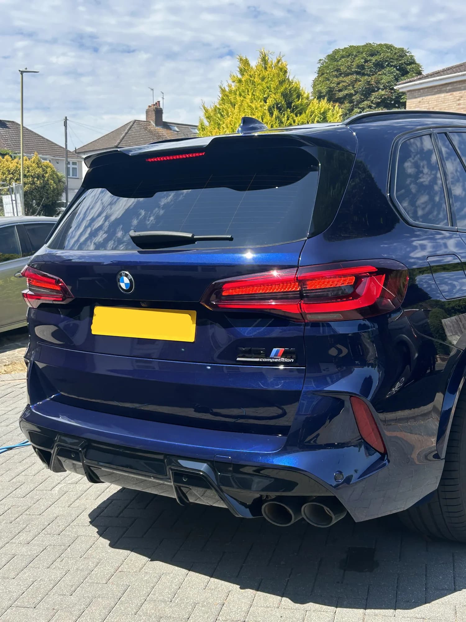 Blue BMW X5 M after a maintenance clean in Leicester