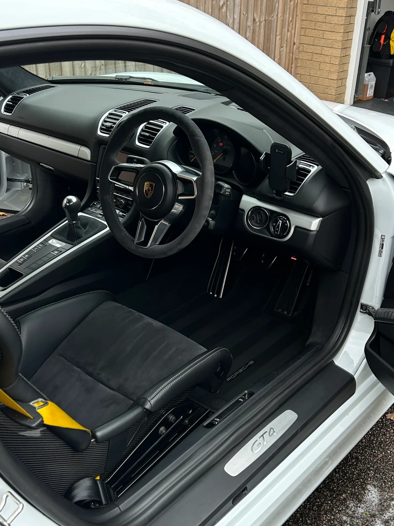 Porsche GT4 interior with carbon bucket seats cleaned and protected