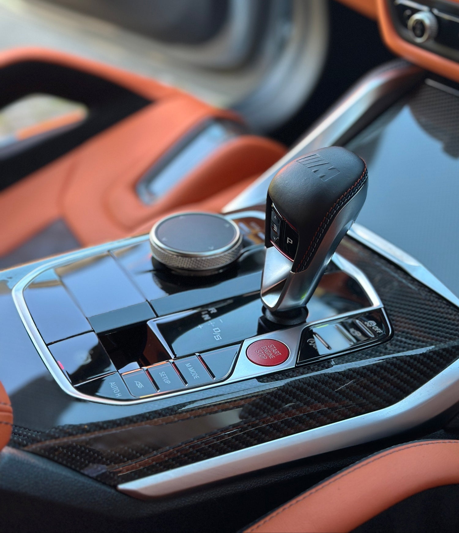 BMW M3 Interior photo of centre console with carbon fibre trim