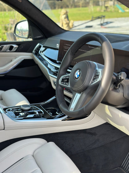Matte leather steering wheel after leather cleaning, very glossy dashboard after interior deep clean in Market Harborough, East midlands
