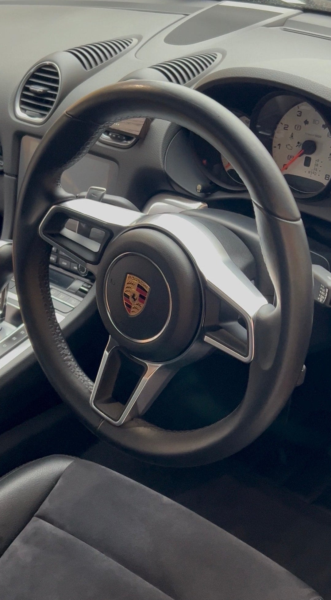 A clean Porsche Leather Steering wheel after a deep clean