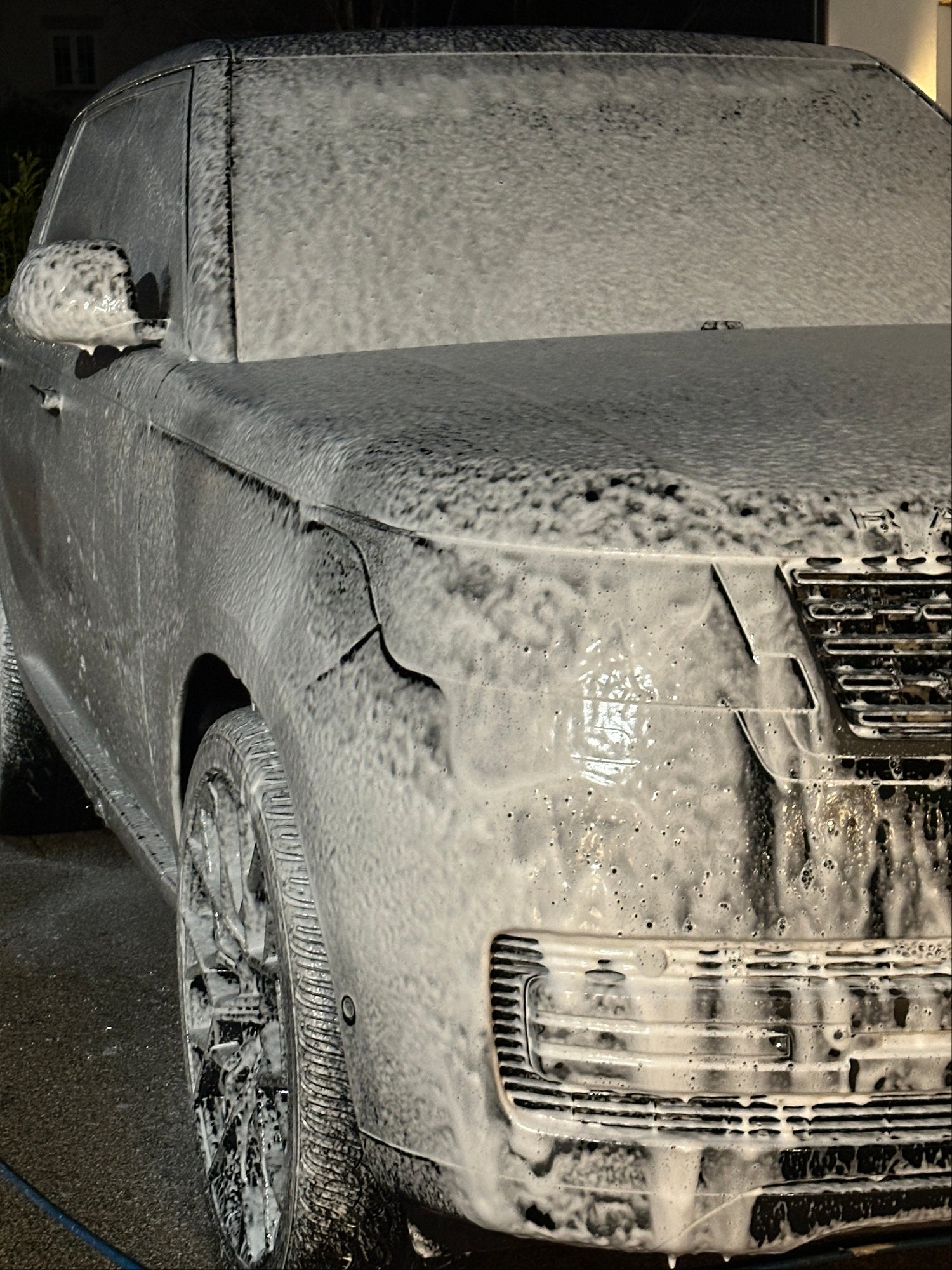 Range Rover covered in snowfoam during car valeting services
